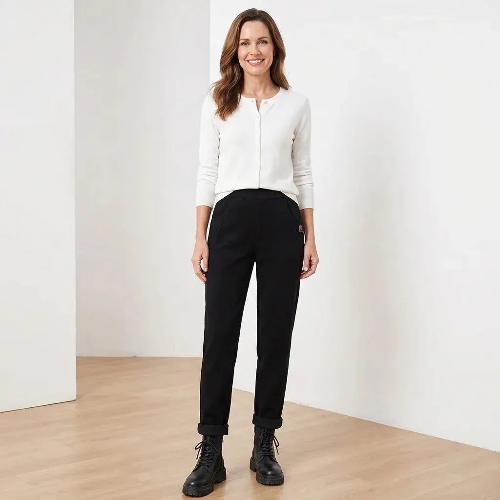 Damskie termiczne spodnie dresowe z kieszeniami i wysokim stanem 👖 | Wiosenne, lekkie i wygodne 🌸