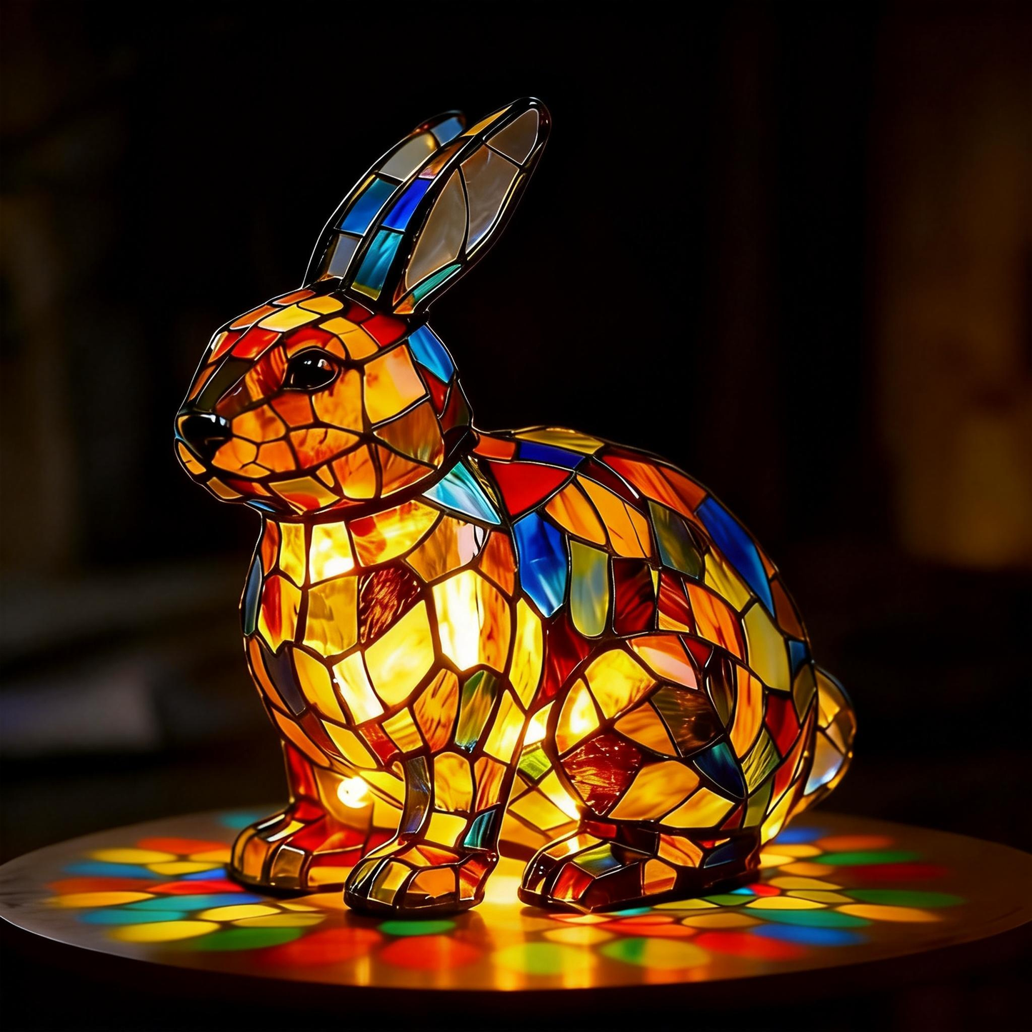 Poeurva witrażowa lampa w stylu leśnego króliczka 🐰✨