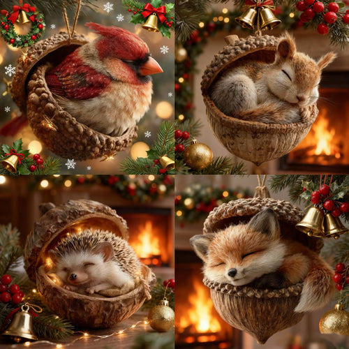 🎁❤️Leśne zwierzątka – ozdoby z żołędzi na przytulne leśne Święta