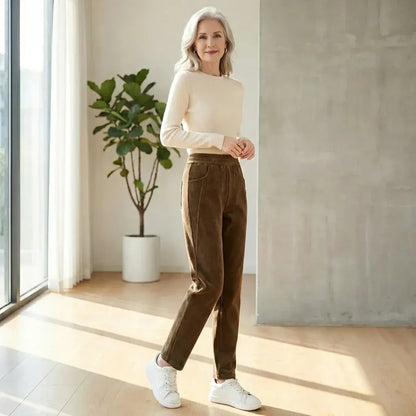 Damskie termiczne spodnie dresowe z kieszeniami i wysokim stanem 👖 | Wiosenne, lekkie i wygodne 🌸