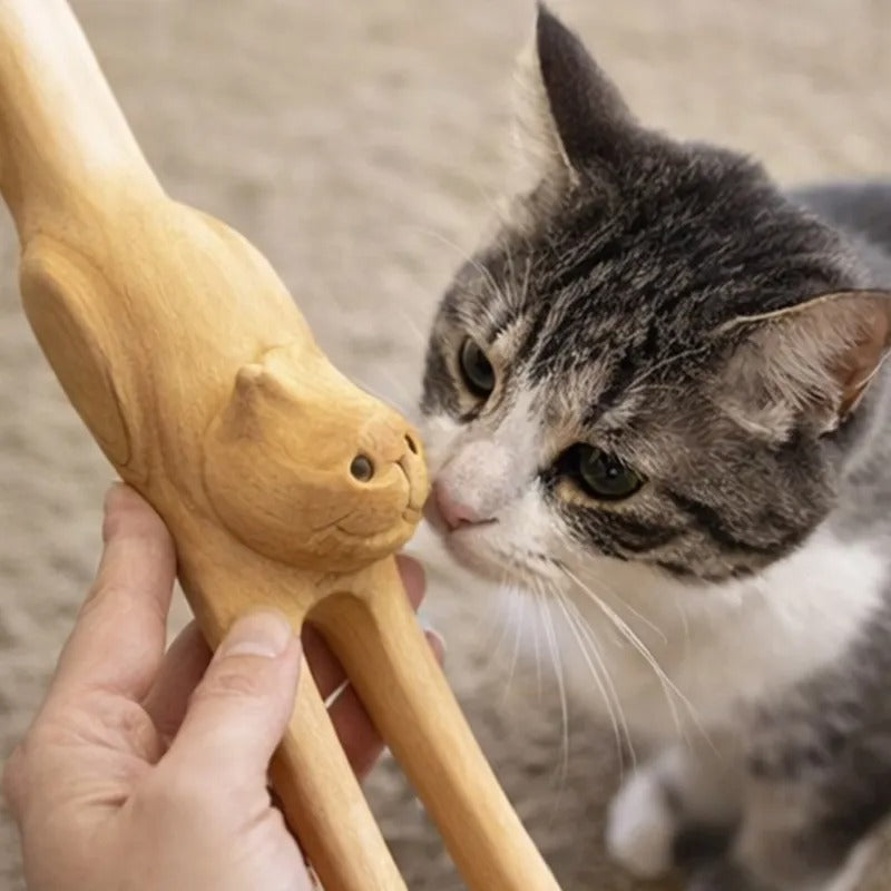 [🎉 Ekskluzywne dla członków ]🐱✨ Drewniany drapak do pleców w kształcie kota (Twój wygodny, niezależny pomocnik na swędzenie!)