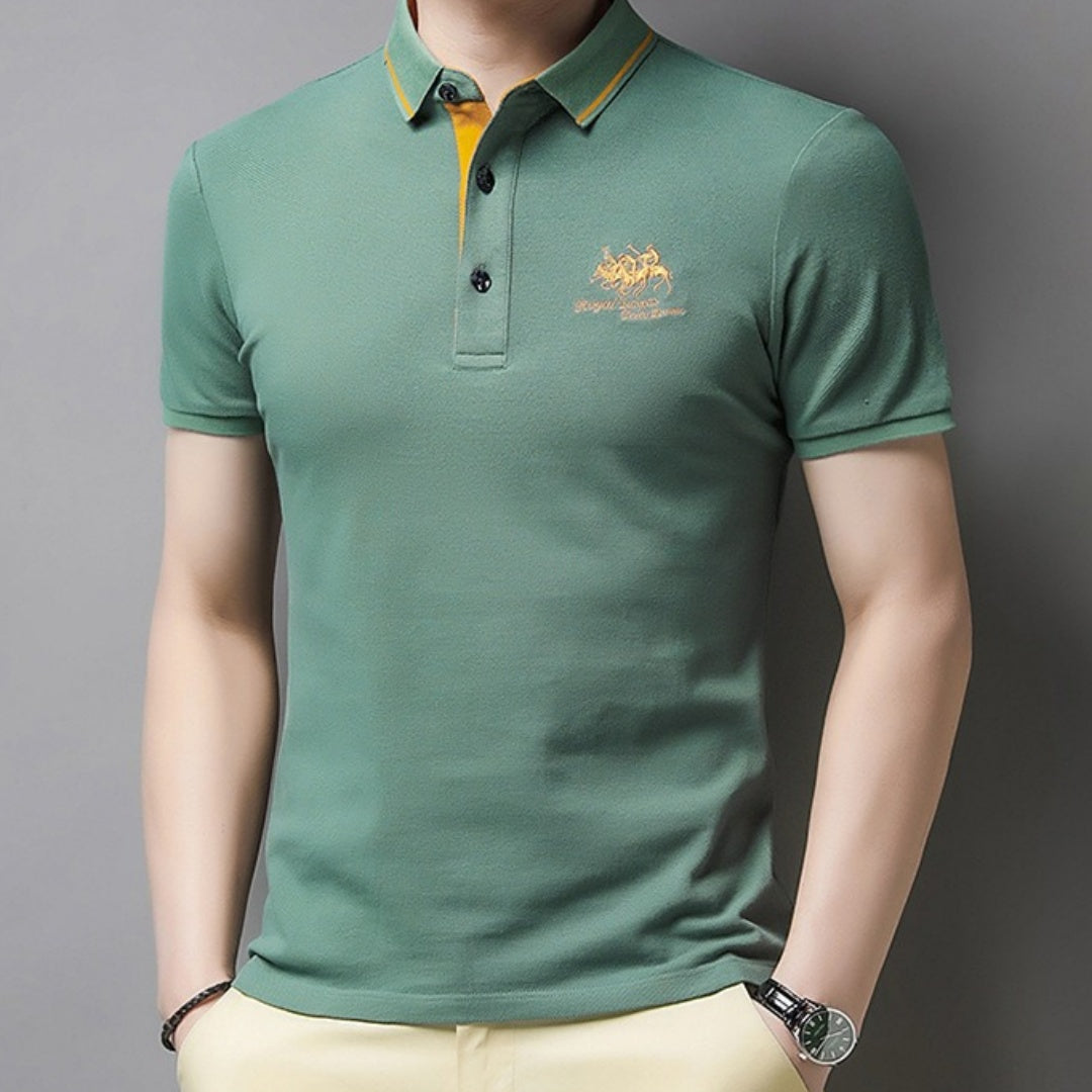 [🎉 Ekskluzywne dla członków Męska oddychająca koszulka polo – letni hit, jednolity kolor z haftem ⭐
