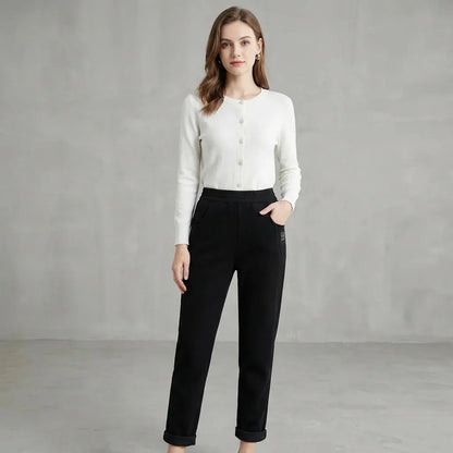 Damskie termiczne spodnie dresowe z kieszeniami i wysokim stanem 👖 | Wiosenne, lekkie i wygodne 🌸