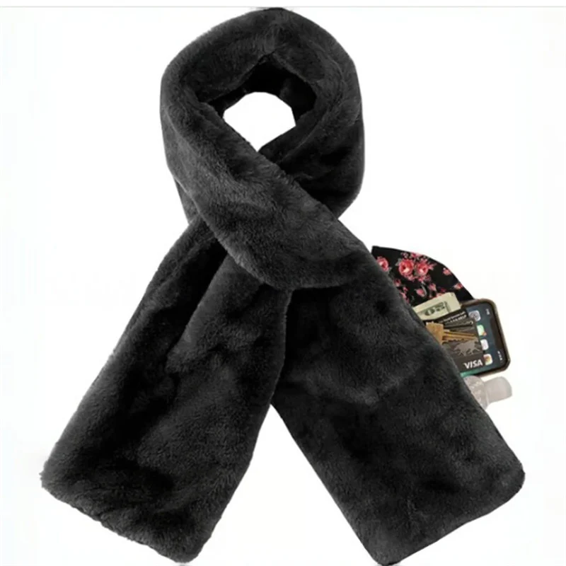 🎁Noworoczna zniżka 50 %!! ⚡Ponad 50 000 sprzedanych sztuk! 🧣Ekstra miękki i ciepły szal ze sztucznego futra z ukrytą kieszenią na zamek